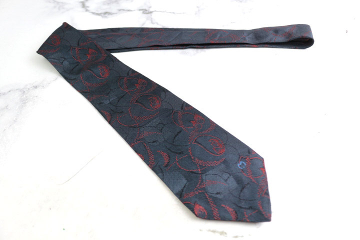 ミラショーン ブランドネクタイ ロゴ 総柄 パネル柄 シルク イタリア製 PO メンズ ネイビー mila schon_画像2