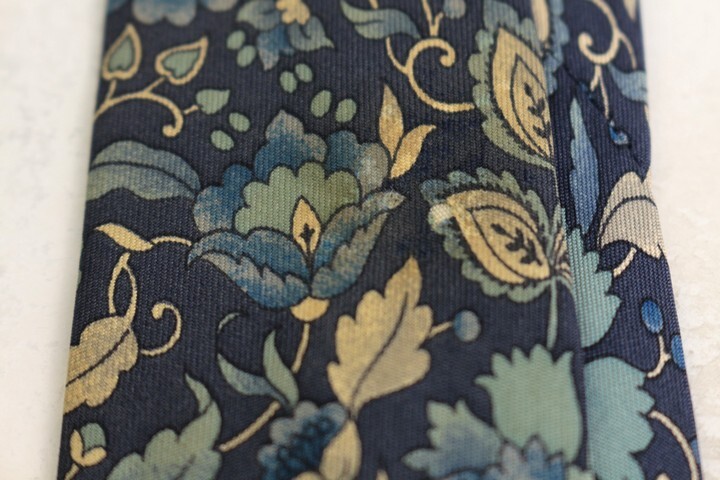 セリーヌ ブランド ネクタイ 花柄 シルク スペイン製 PO メンズ ブルー CELINE_画像5