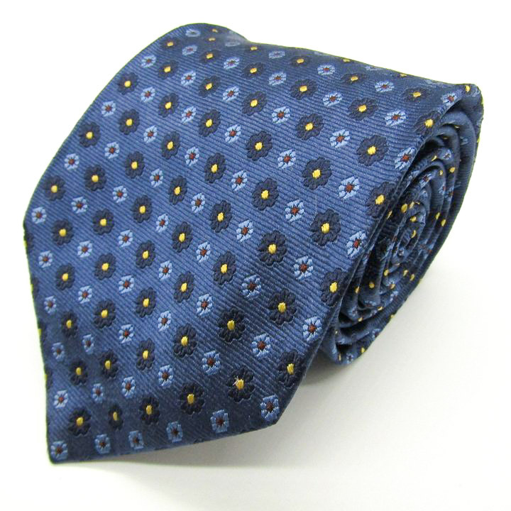  paul (pole) Stuart бренд галстук общий рисунок цветочный принт мелкий рисунок рисунок шелк Италия производства PO мужской темно-синий PAUL STUART