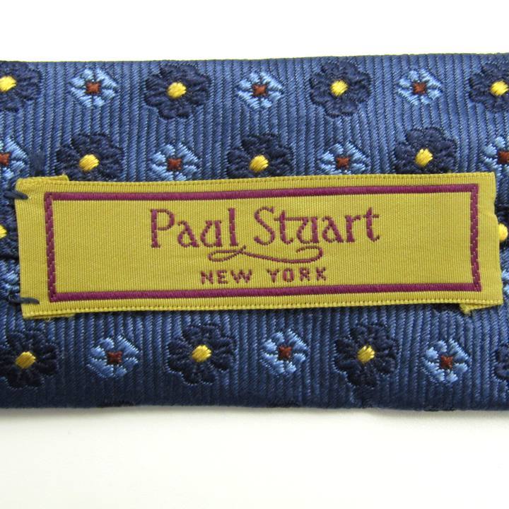  paul (pole) Stuart бренд галстук общий рисунок цветочный принт мелкий рисунок рисунок шелк Италия производства PO мужской темно-синий PAUL STUART