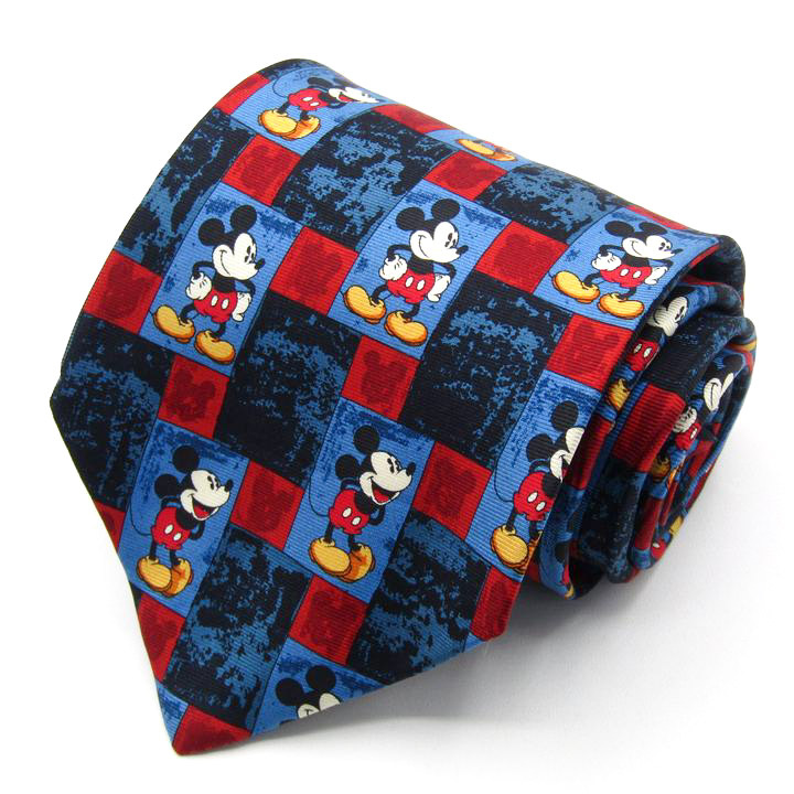  Disney бренд галстук Mickey Mouse общий рисунок шелк Италия производства Disney магазин PO мужской голубой Disney
