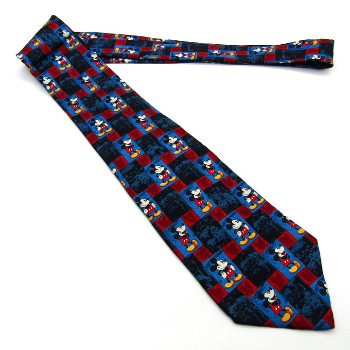  Disney бренд галстук Mickey Mouse общий рисунок шелк Италия производства Disney магазин PO мужской голубой Disney