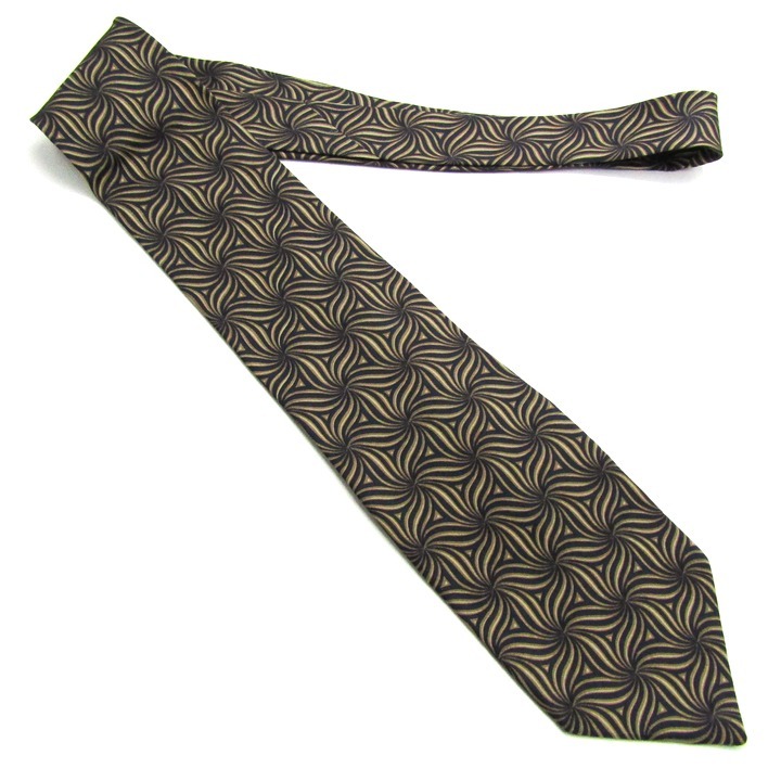 カルバンクライン ブランド ネクタイ 幾何学模様 総柄 シルク PO メンズ ベージュ Calvin klein_画像2