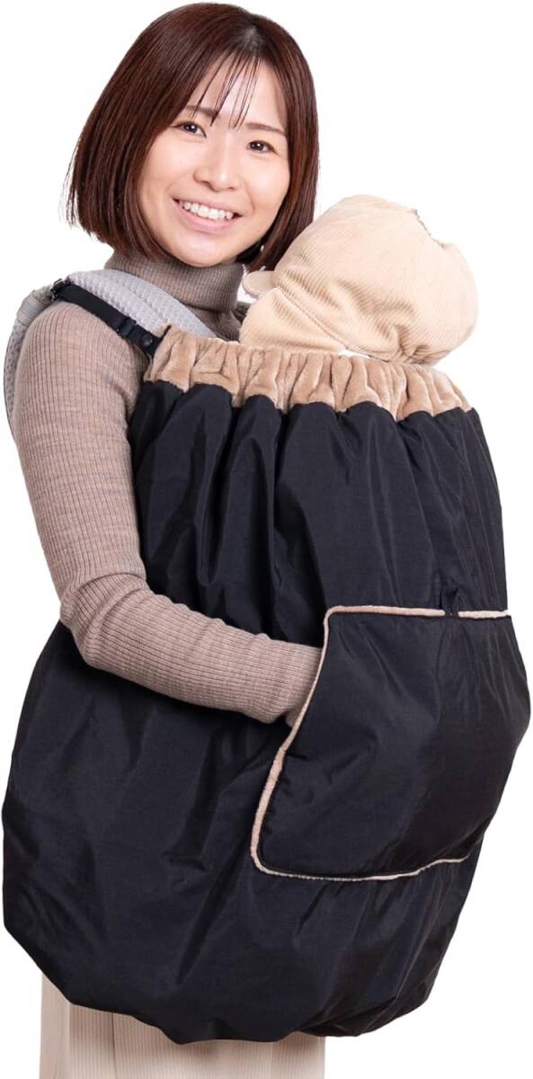 PuddlePop赤ちゃんブランケット ブラックケープ防寒防風4WAY変化工夫抱っこ紐ベビーカー子ども乗せ自転車撥水フランネル素材ステップケット_画像2