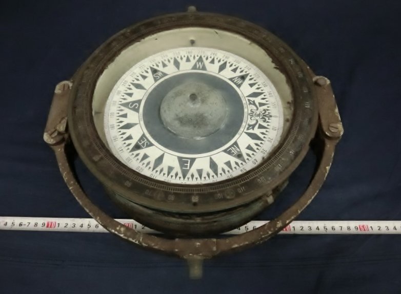 L1539 大航計器製作所 船用磁気コンパス　コンパス 方位桿 羅針盤　船　ボート　船舶　航海用品　方位磁石　昭和レトロ_画像1