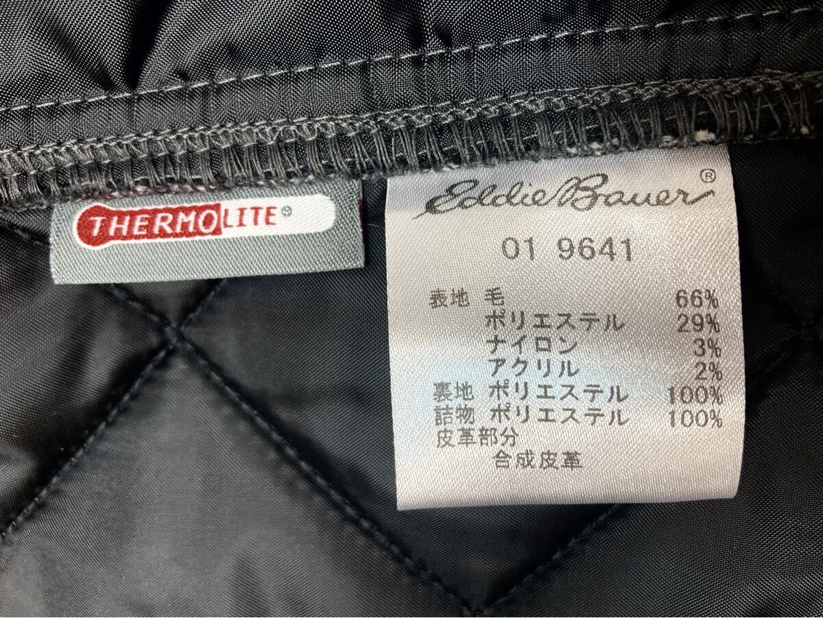 【極暖】未使用級 EDDIE BAUER エディーバウアー「Thermore」キルティングジャケット/XL程度(L) グレー ツイード生地 中綿 キルトダイヤ_画像7