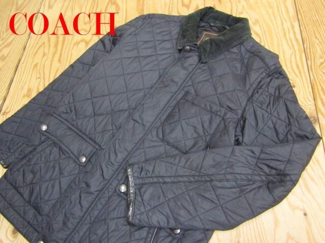 * Coach COACH* воротник вельвет стеганная куртка черный мужской *R71123018B