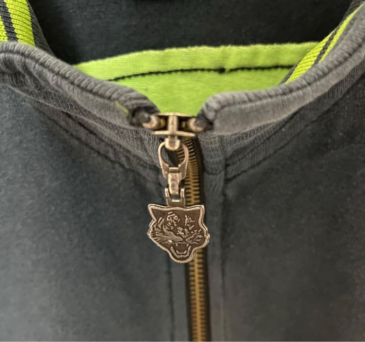 Onitsuka Tiger オニツカタイガー ジャージ トラックジャケット スウェット生地 L 2ライン 虎 寅 アシックス 短丈 フェード ダブルジップ_画像7