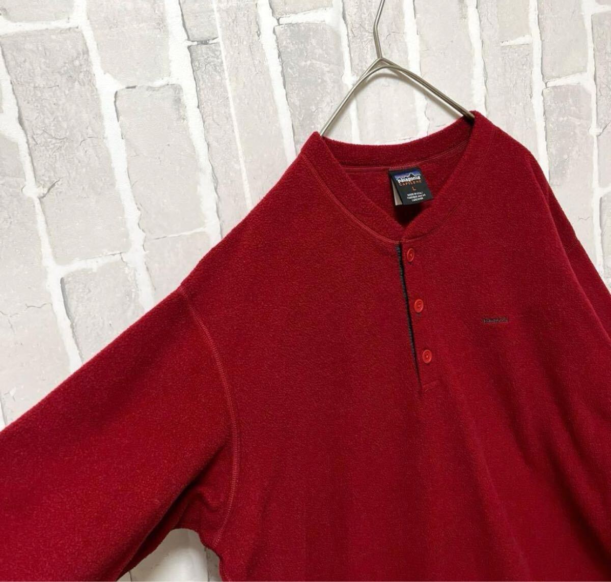 Patagonia パタゴニア CAPILENE キャプリーン ヘンリーネック ハーフボタン フリースジャケット シンプルロゴ 刺繍ロゴ L 90s 90年代 USA製_画像5