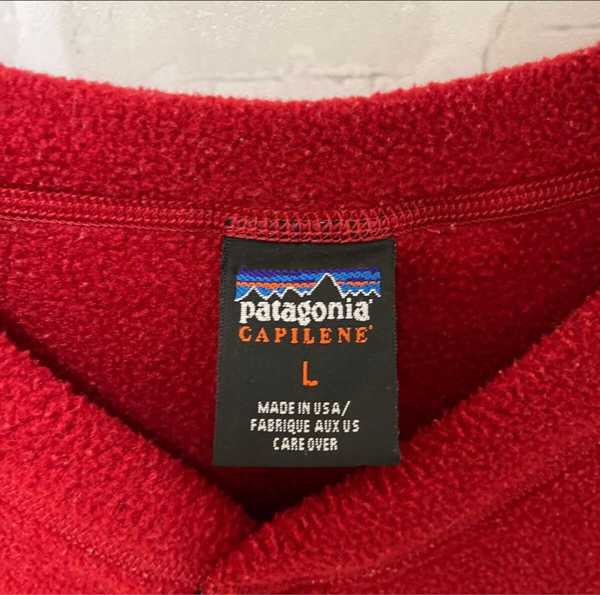 Patagonia パタゴニア CAPILENE キャプリーン ヘンリーネック ハーフボタン フリースジャケット シンプルロゴ 刺繍ロゴ L 90s 90年代 USA製_画像6