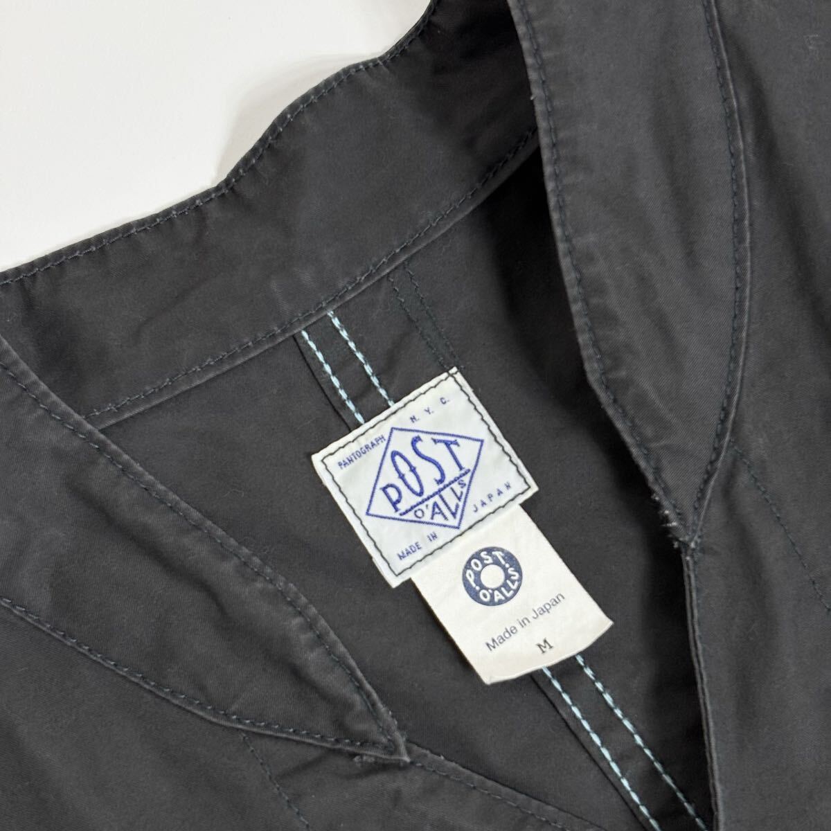 20SS POST O'ALLS 1109R LT2 light twill charcoal 日本製 ポストオーバーオールズ バナナカラー カバーオール ジャケット size M_画像9