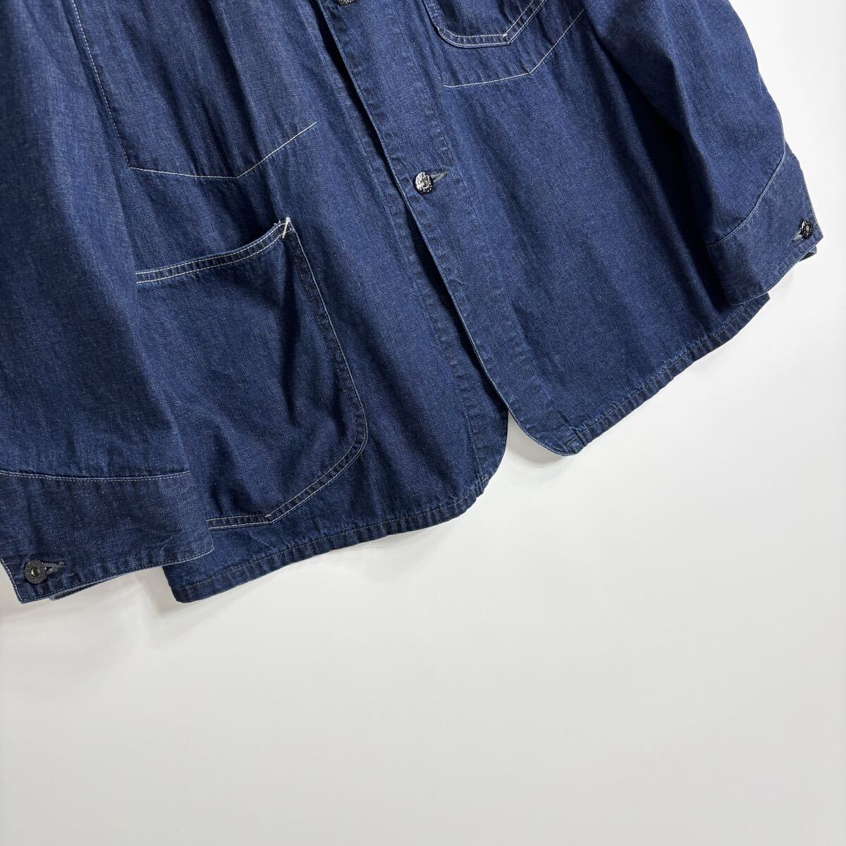 【美品】25SS POST O'ALLS POST 45 DV 8oz. Denim indigo Deep Wash ポストオーバーオールズ ノーカラー デニムカバーオール size L_画像6