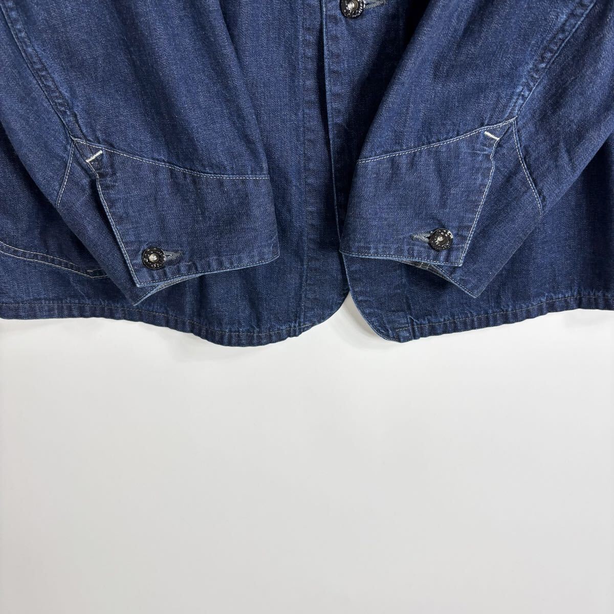 【美品】25SS POST O'ALLS POST 45 DV 8oz. Denim indigo Deep Wash ポストオーバーオールズ ノーカラー デニムカバーオール size L_画像7