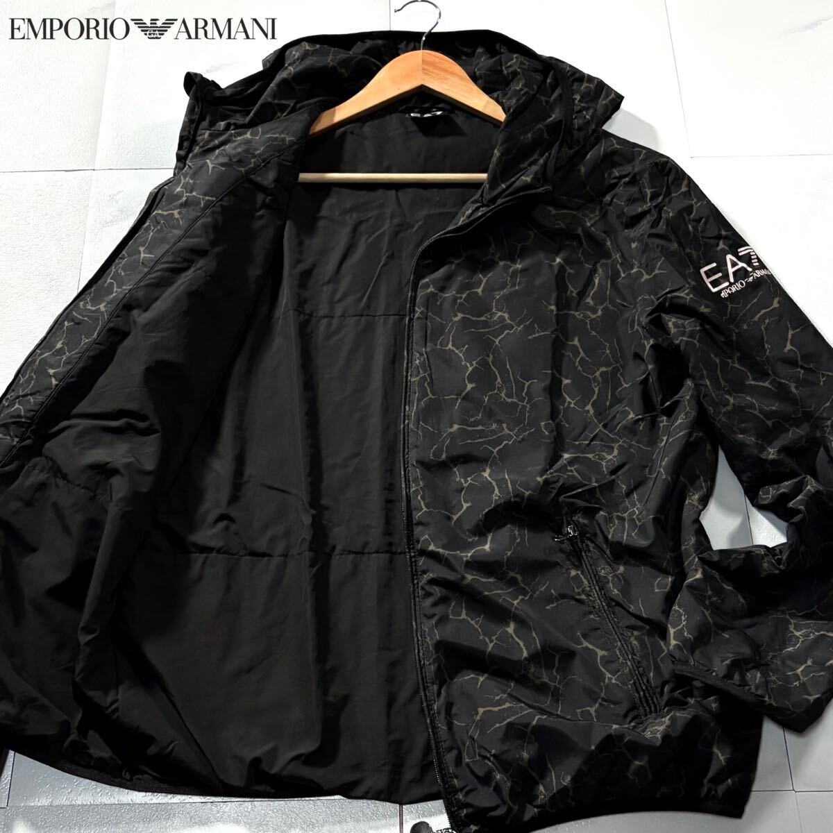 XL размер соответствует *EMPORIO ARMANI Emporio Armani нейлон Parker незначительный с хлопком жакет двойной Zip общий рисунок плечо EA7 Logo стирка возможно *