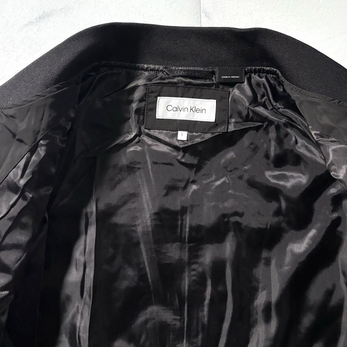 未使用級/XLサイズ位●カルバンクライン フライトジャケット ボンバー MA-1 Calvin Klein 中綿 キルティング ロゴチャーム ロゴ金具 洗濯◎_画像7