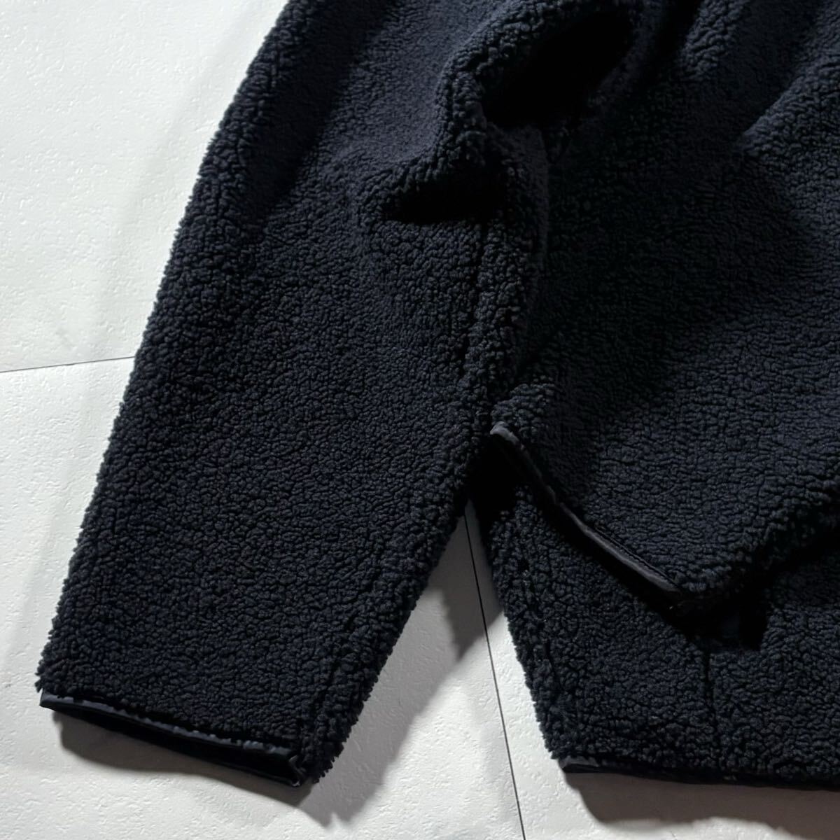 新品タグ付き/XLサイズ●ARMANI EXCHANGE アルマーニ エクスチェンジ ボア フリース ジャケット 起毛 ダブルジップ 胸ロゴタグ ネイビー_画像5