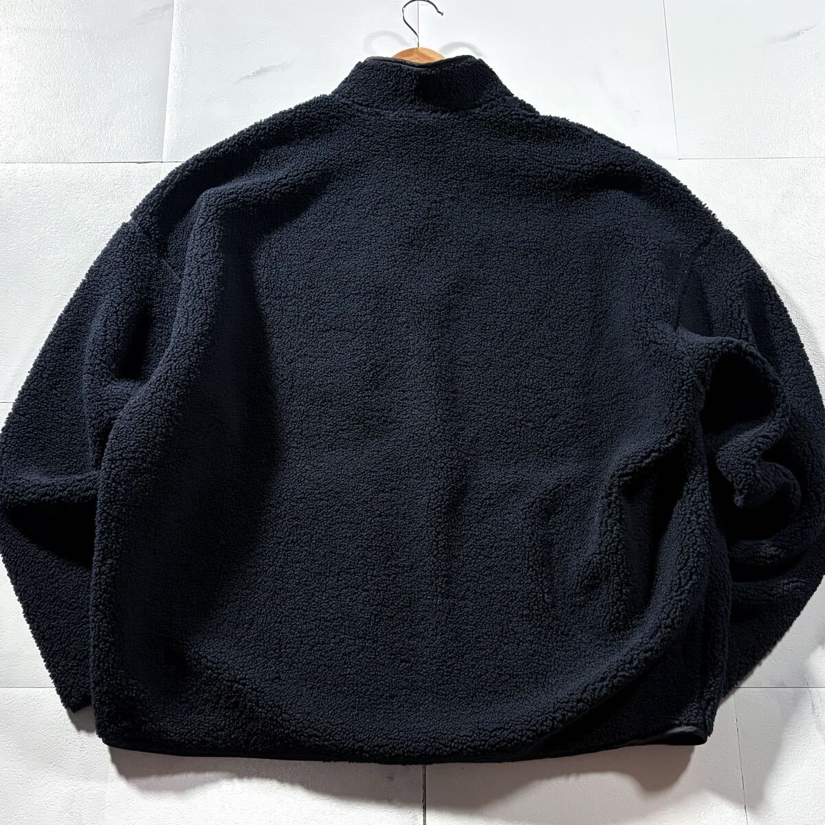 新品タグ付き/XLサイズ●ARMANI EXCHANGE アルマーニ エクスチェンジ ボア フリース ジャケット 起毛 ダブルジップ 胸ロゴタグ ネイビー_画像10