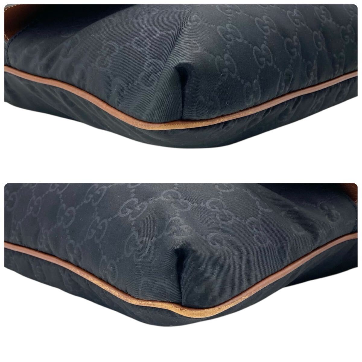 Auth Vintage Gucci 256100 Nylon GG Webbing Line Shoulder Bag Navy ヴィンテージ グッチ ナイロン ウェビングライン ショルダーバッグ_画像5