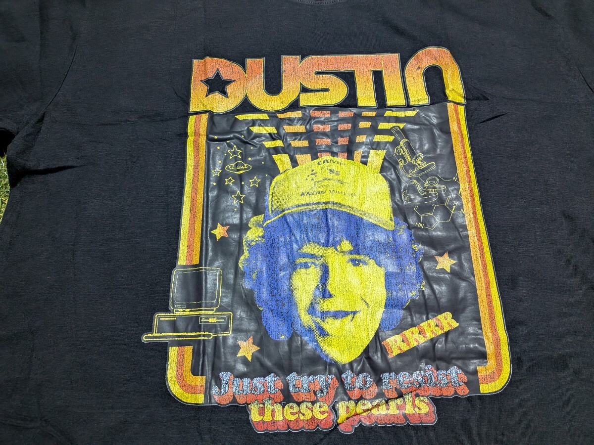 新品｜早い者勝ち！ストレンジャーシングス│ダスティン│海外ドラマ輸入Tシャツ│海外インポート品│サイズL│ブラック、黒│ストリート_画像5