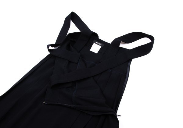 アツロウタヤマATSURO TAYAMA ウールプリーツショルダーストラップスカート 紺M位 【レディース】_画像5