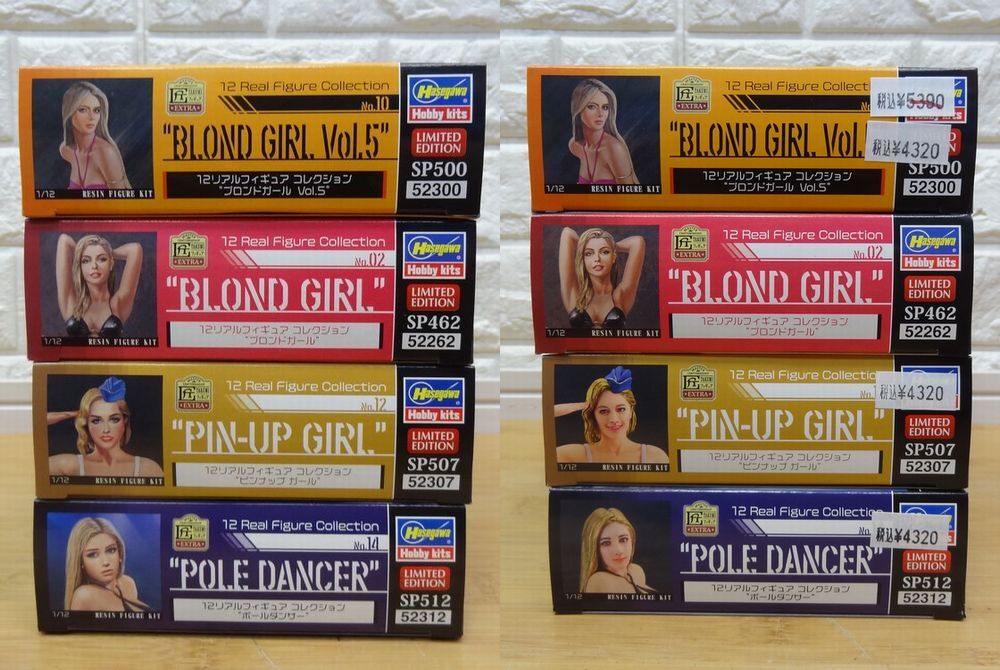 ハセガワ 1/12 12リアルフィギュア コレクション ブロンドガール等4個まとめ ガレージキット 説明書欠品のジャンク品 未組立_画像4