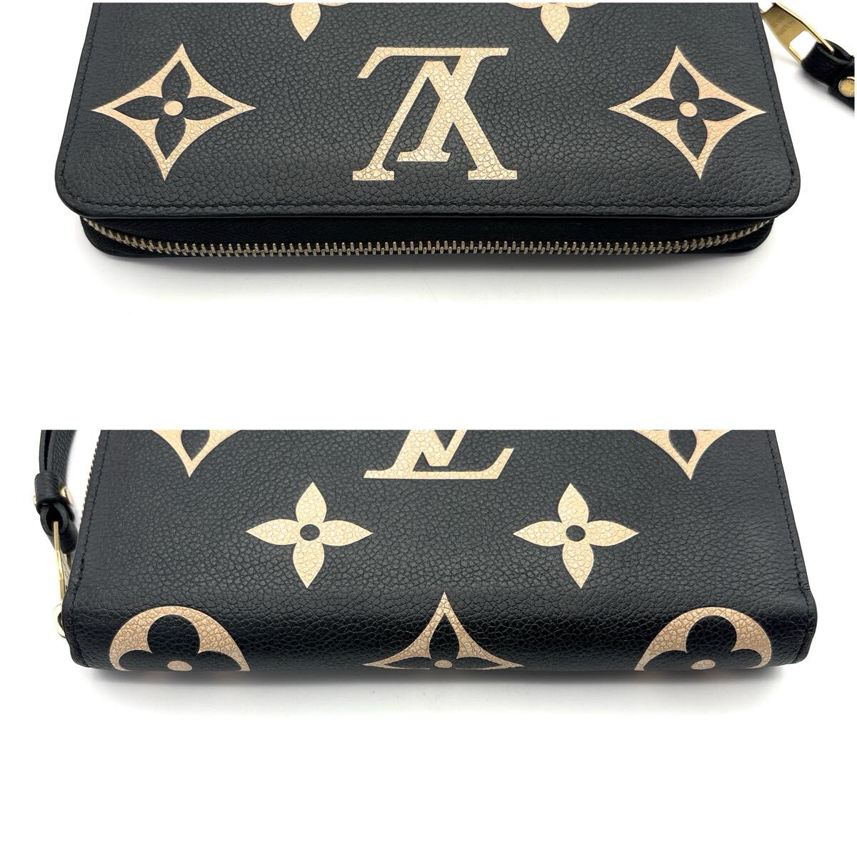 現行◆極美品◆LOUIS VUITTON ルイヴィトン ジッピーウォレット モノグラム アンプラント バイカラー 長財布 ノワール 黒_画像3