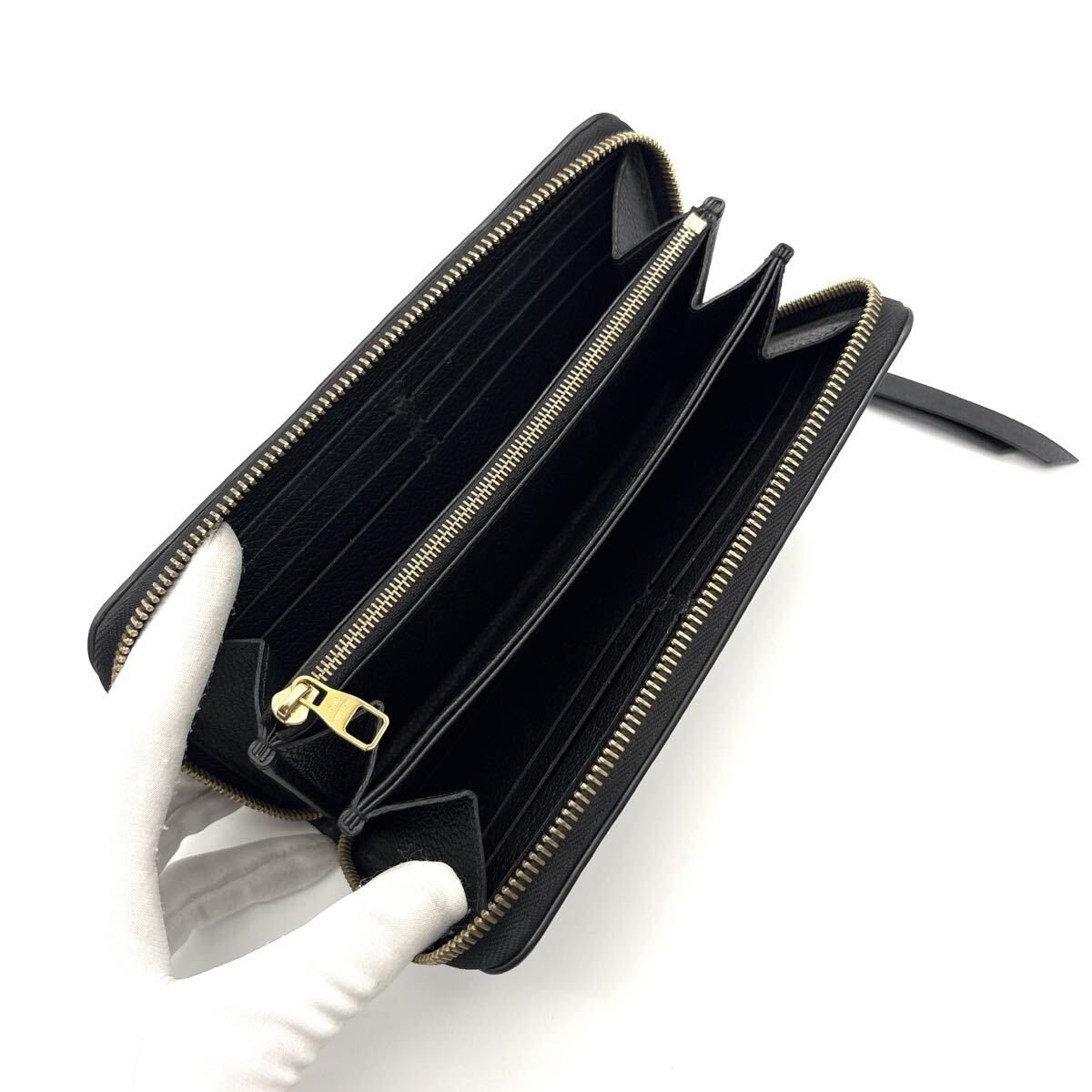 現行◆極美品◆LOUIS VUITTON ルイヴィトン ジッピーウォレット モノグラム アンプラント バイカラー 長財布 ノワール 黒_画像6