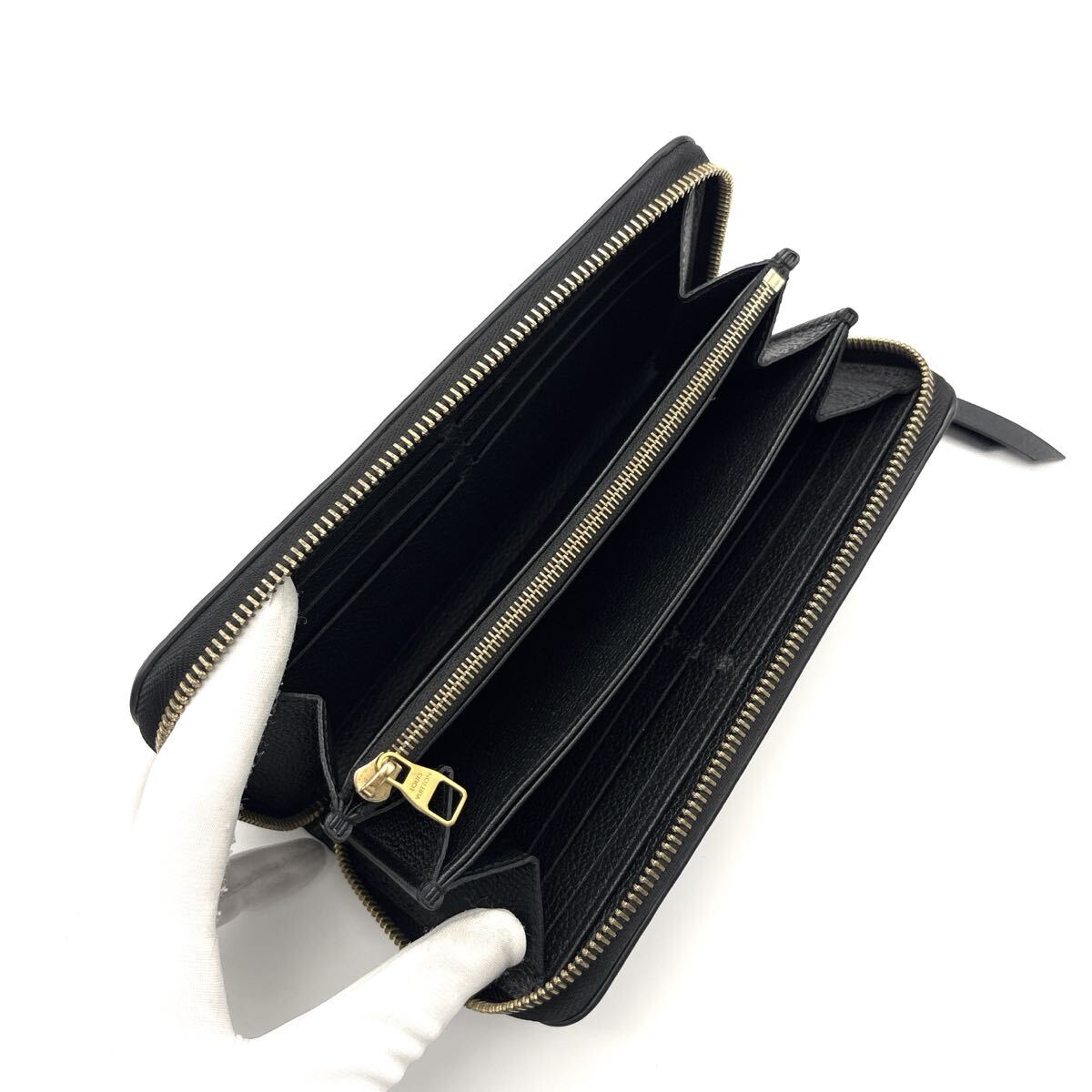 現行◆極美品◆LOUIS VUITTON ルイヴィトン ジッピーウォレット モノグラム アンプラント バイカラー 長財布 ノワール 黒_画像7