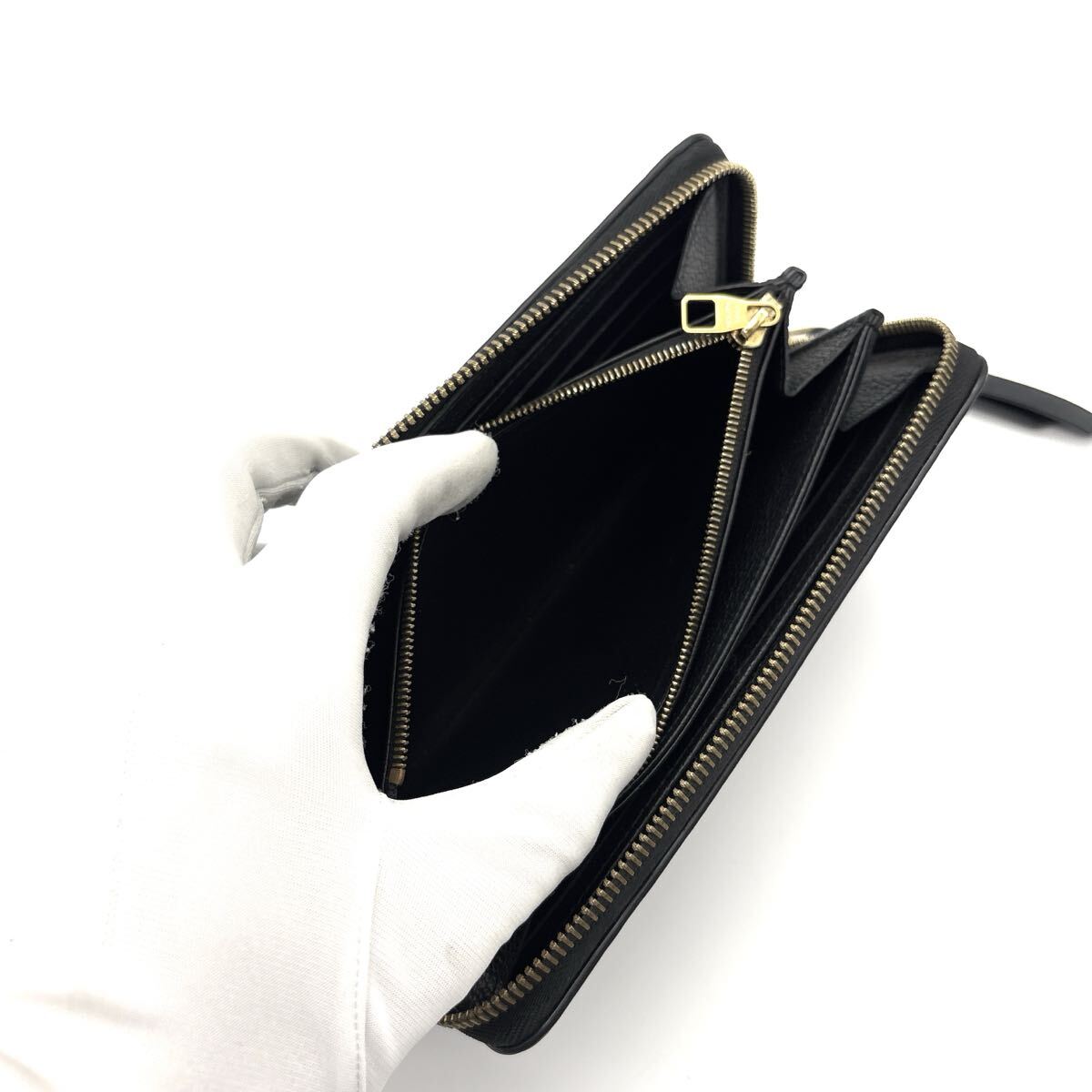 現行◆極美品◆LOUIS VUITTON ルイヴィトン ジッピーウォレット モノグラム アンプラント バイカラー 長財布 ノワール 黒_画像9