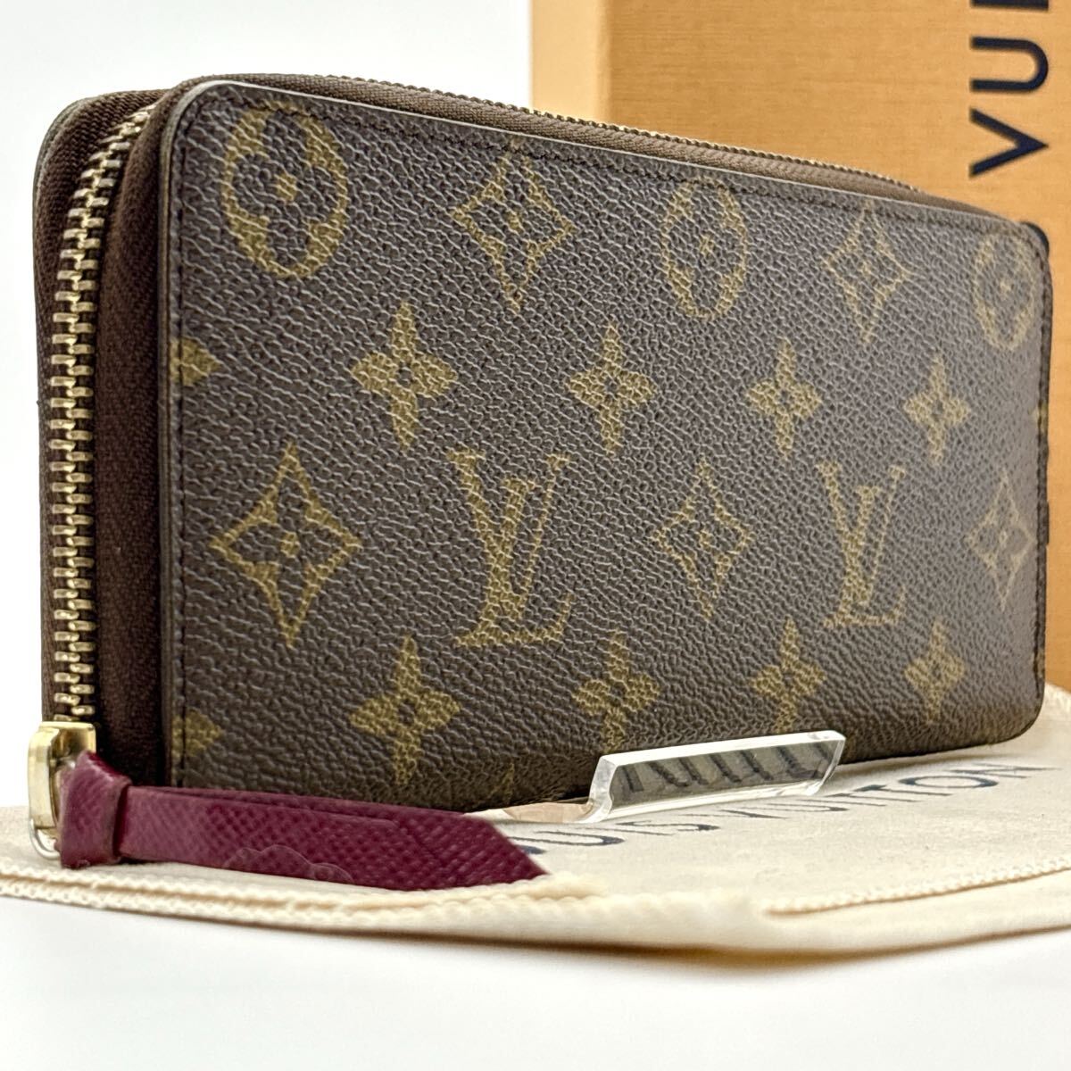 極美品◆LOUIS VUITTON ルイヴィトン ポルトフォイユ クレマンス フューシャ 長財布 モノグラム レディース_画像1