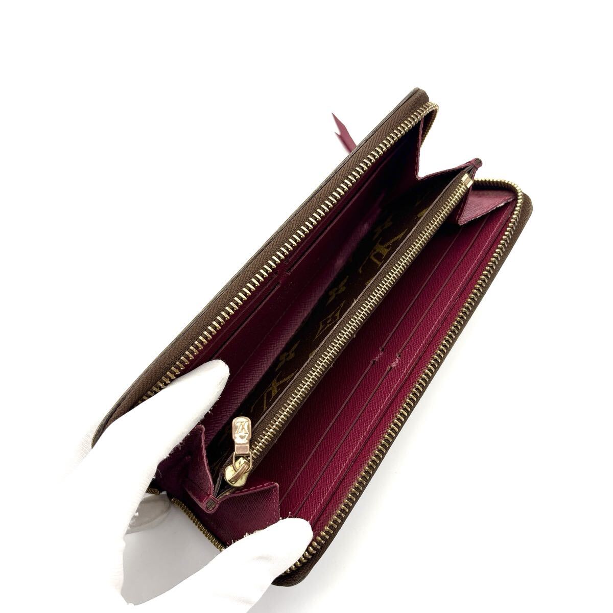 極美品◆LOUIS VUITTON ルイヴィトン ポルトフォイユ クレマンス フューシャ 長財布 モノグラム レディース_画像7