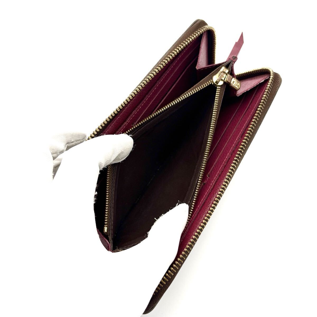 極美品◆LOUIS VUITTON ルイヴィトン ポルトフォイユ クレマンス フューシャ 長財布 モノグラム レディース_画像8