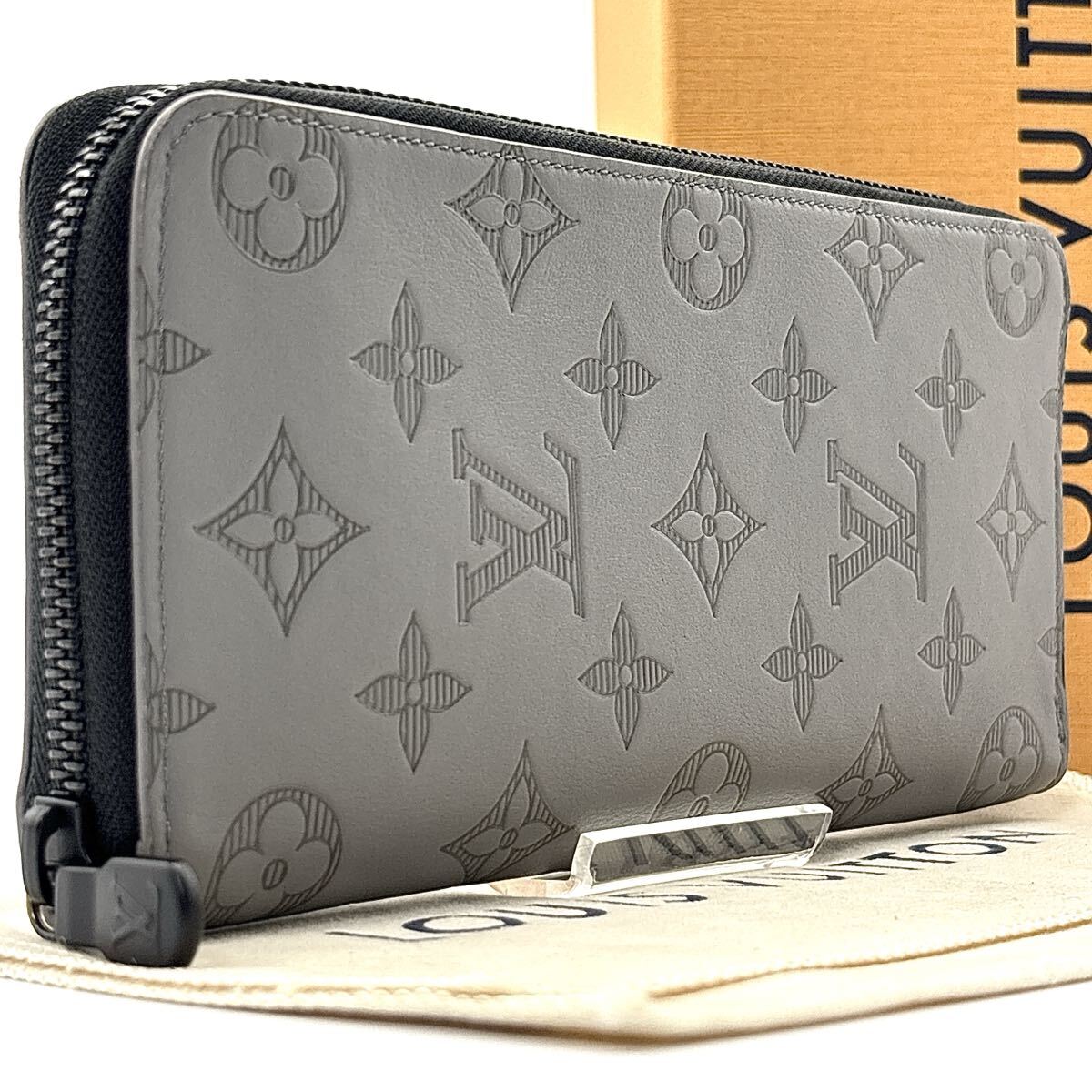 現行◆未使用級◆LOUIS VUITTON ルイヴィトン ヴェルティカル モノグラム シャドウ 長財布 グレー メンズ_画像1