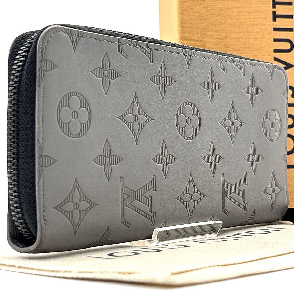 現行◆未使用級◆LOUIS VUITTON ルイヴィトン ヴェルティカル モノグラム シャドウ 長財布 グレー メンズ_画像2