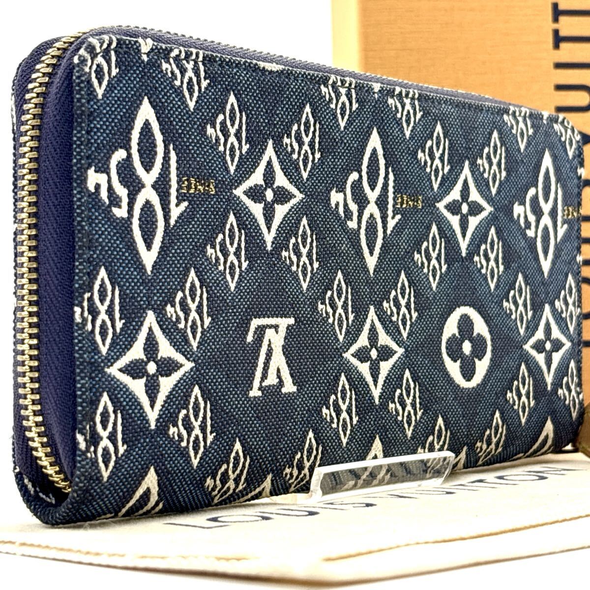 現行◆LOUIS VUITTON ルイヴィトン ジッピーウォレット デニム since1854 長財布 ブルー メンズ_画像2
