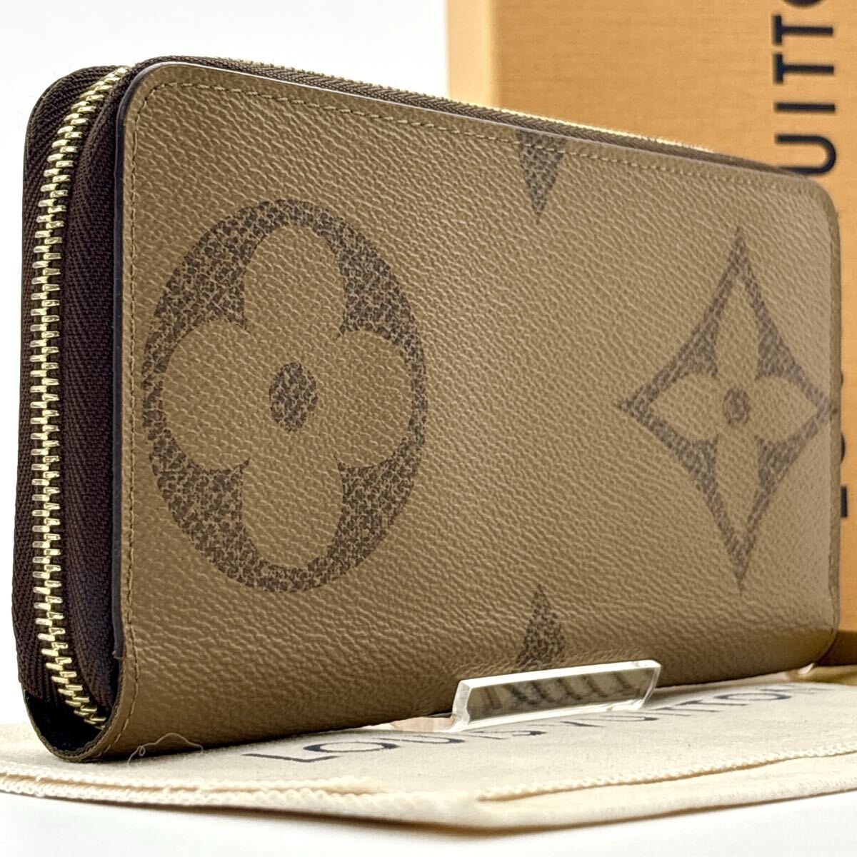 現行◆未使用級◆LOUIS VUITTON ルイヴィトン ジッピーウォレット モノグラム リバース ジャイアント ブラウン 長財布_画像2