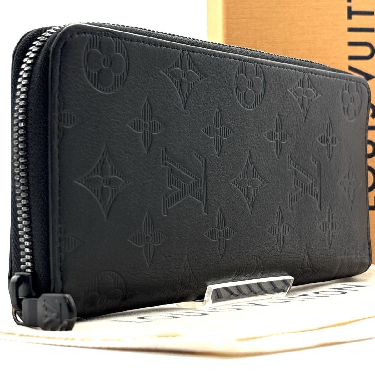現行◆極美品◆LOUIS VUITTON ルイヴィトン ヴェルティカル モノグラム シャドウ 長財布 ロングウォレット ノワール メンズ_画像1