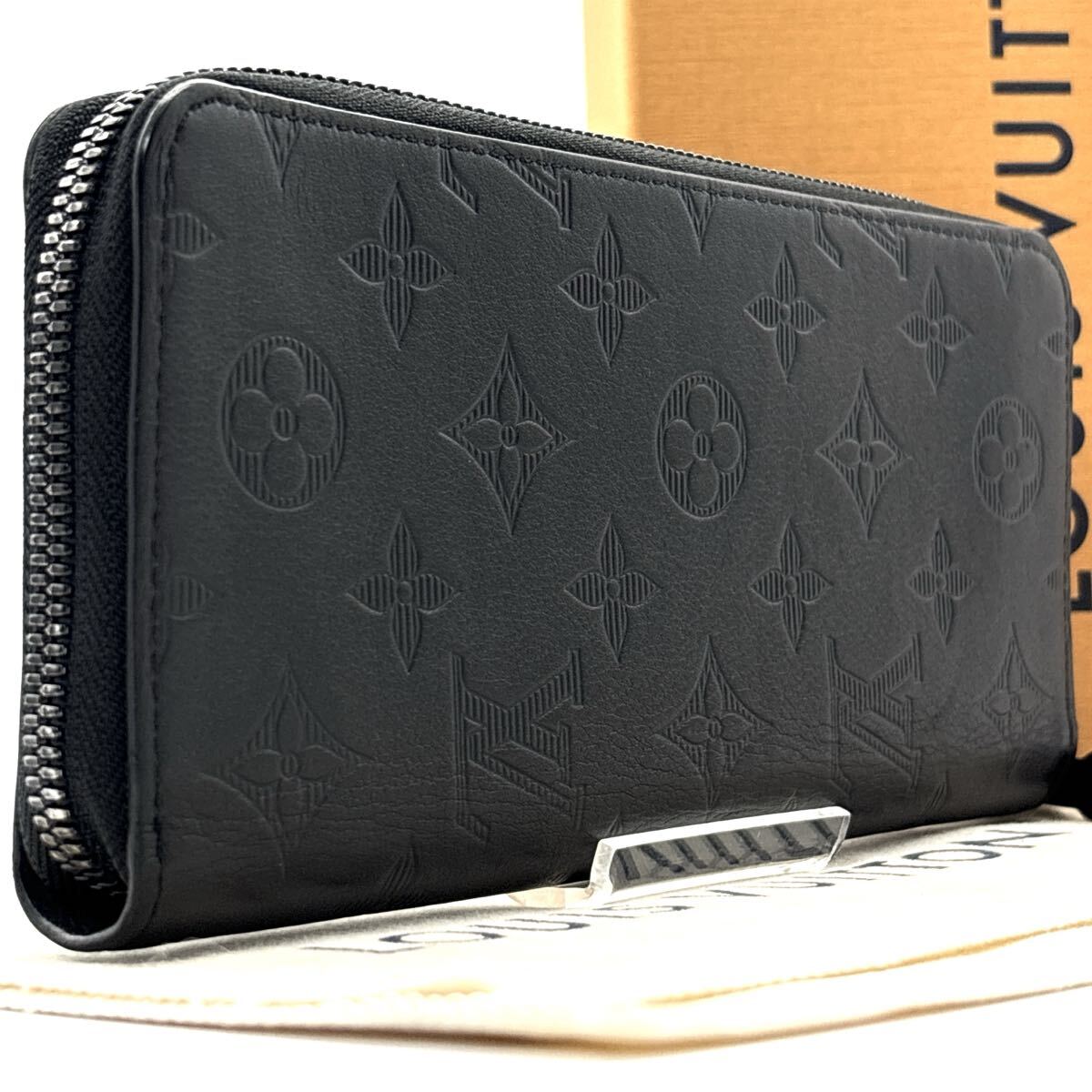 現行◆極美品◆LOUIS VUITTON ルイヴィトン ヴェルティカル モノグラム シャドウ 長財布 ロングウォレット ノワール メンズ_画像2