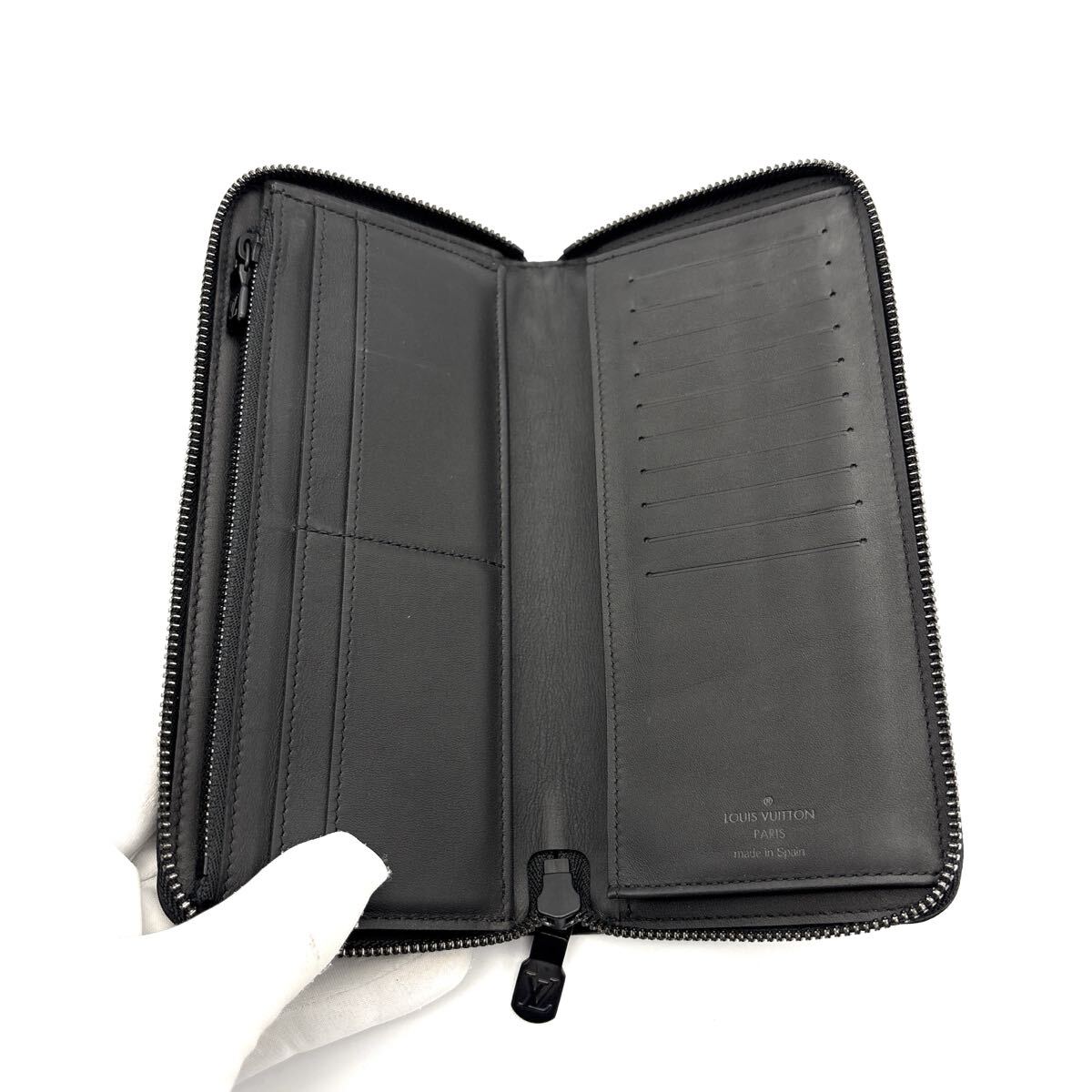 現行◆極美品◆LOUIS VUITTON ルイヴィトン ヴェルティカル モノグラム シャドウ 長財布 ロングウォレット ノワール メンズ_画像6
