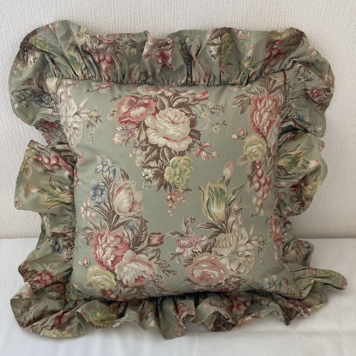 ラルフローレン フリルクッションカバー アンティーク ヌードクッション 花柄 ヴィンテージ 2点セット _画像2