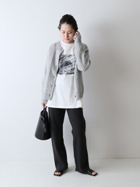 ∞ FRAMeWORK フレームワーク HAMILTON LAMBSWOOL 2way アランBack 開き カーディガン グレー ニット プルオーバー 羽織り ∞_画像3