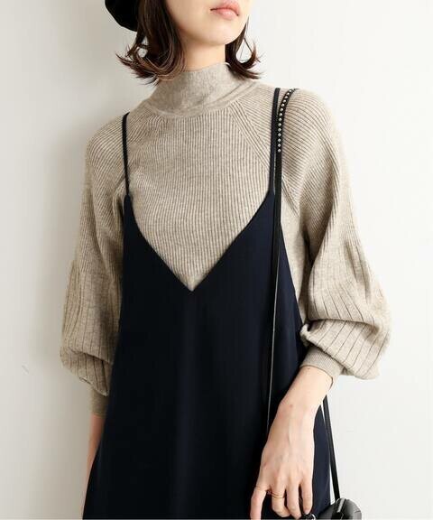 ∞ IENA イエナ TORRAZZO DONNA ボウタイ リブ ニット　アンゴラ フワリ袖　ベージュ　バックリボン　プルオーバー　∞_画像2