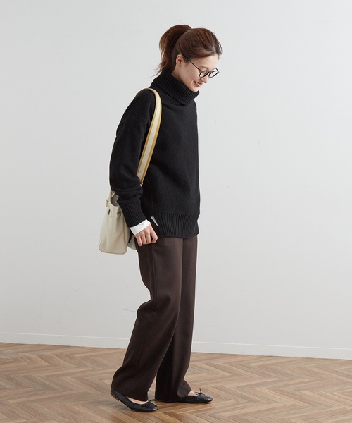 ∞ FRAMeWORK フレームワーク　サキソニー　ワイドパンツ　ウール　３８　ブラウン　茶　イージー　リラックス　∞_画像2