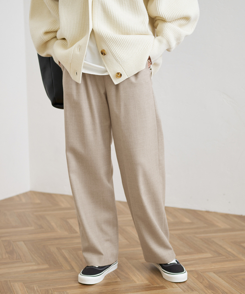 ∞ FRAMeWORK フレームワーク　サキソニー　ワイドパンツ　ウール　３８　ブラウン　茶　イージー　リラックス　∞_画像4
