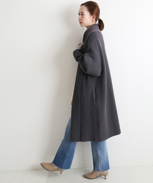 ∞ IENA イエナ ニット ガウン コート グレー　カーディガン　ウール１００% 羽織り　ジャケット　コート　∞_画像3