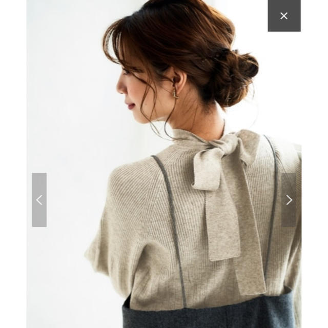 ∞ IENA イエナ TORRAZZO DONNA ボウタイ リブ ニット　アンゴラ フワリ袖　ベージュ　バックリボン　プルオーバー　∞_画像6