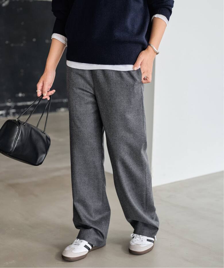 ∞ FRAMeWORK フレームワーク　サキソニー　ワイドパンツ　ウール　３８　ブラウン　茶　イージー　リラックス　∞_画像3