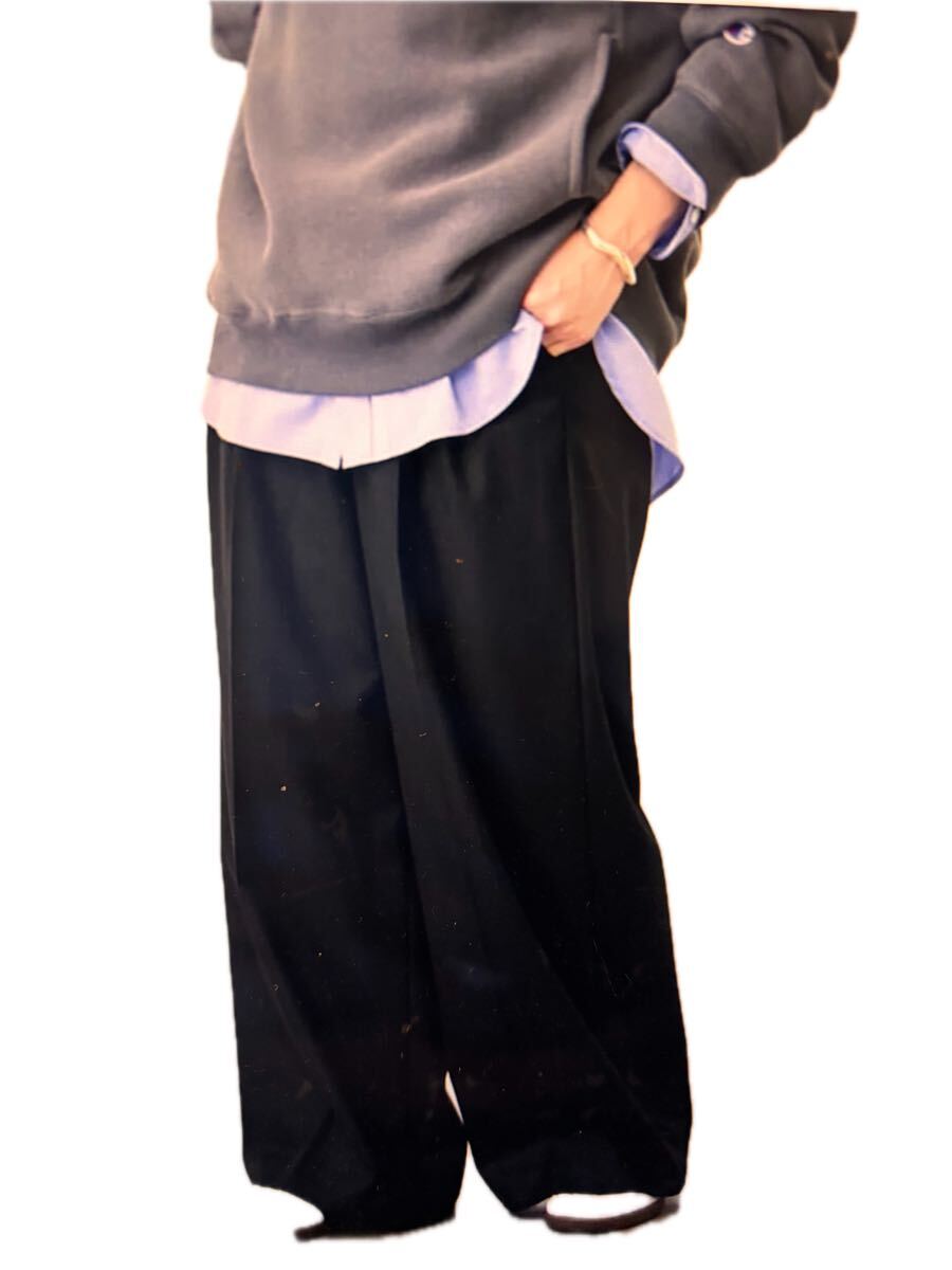 ∞ FRAMeWORK フレームワーク　サキソニー　ワイドパンツ　ウール　３８　ブラウン　茶　イージー　リラックス　∞_画像7