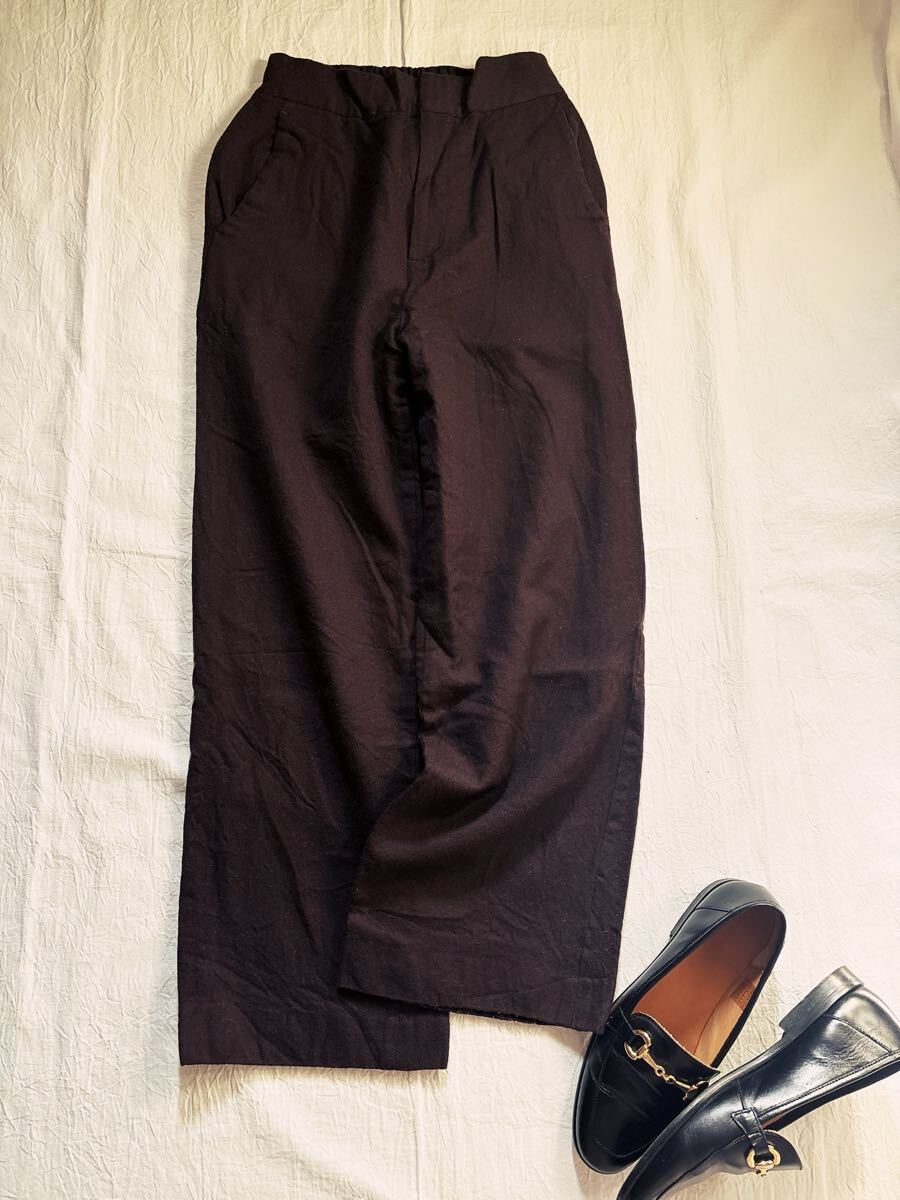 ∞ FRAMeWORK フレームワーク　サキソニー　ワイドパンツ　ウール　３８　ブラウン　茶　イージー　リラックス　∞_画像8