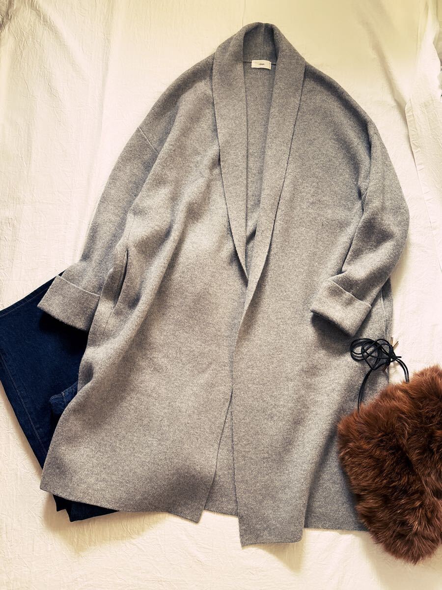∞ IENA イエナ ニット ガウン コート グレー　カーディガン　ウール１００% 羽織り　ジャケット　コート　∞_画像7